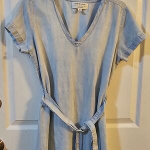 Cloth & Stone Light Blue V-Neck Dress with Tie